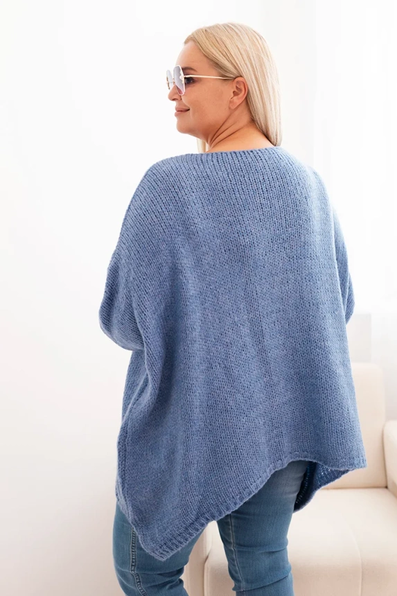 Plus Size women's sweater with acrylic in a loose fit and 3/4 sleeves denim