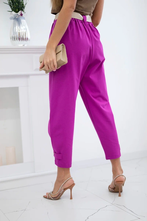 Summer Punto trousers with leg closure dark purple