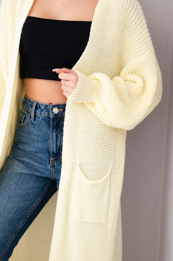 Sweater long cardigan yellow