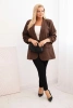 Moteriška elegantiška Plus Size švarkas rudas