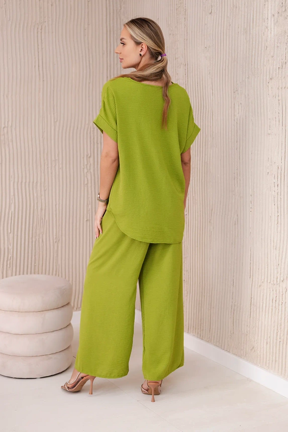 Set with necklace blouse + pants kiwi