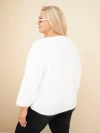 Damenpullover Plus Size mit V-Ausschnitt und weitem Ärmel ecru