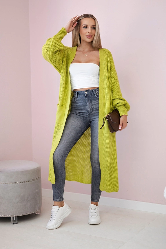 Pullover lange Strickjacke pistazie