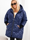 A jacket women's winter Plus Size quilted with a hood navy blue