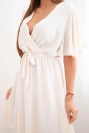 Dress with a crossover neckline light beige