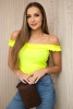 Off-the-shoulder blouse with frills yellow neon