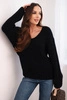 Women's sweater with a wool blend and V-neck black