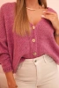 Women's sweater with a V-neck and buttons dark purple