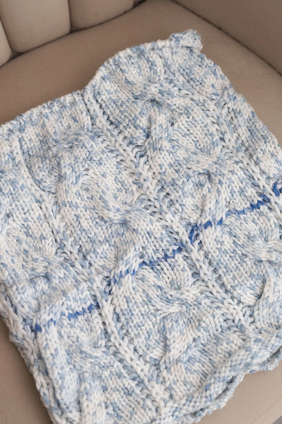 Women's soft wool blend winter scarf KN25 blue