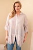 Dámská košile Plus Size bavlněná s krajkovým lemem světle béžová