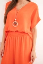 Set with necklace blouse + pants dark orange