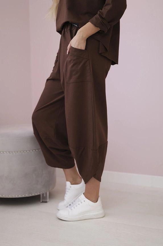 Baumwoll-Sweatshirt-Hosen-Set braun