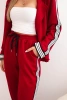 Women's set with viscose, featuring a stripe and a sports blazer red