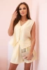 Damen-Set aus Viskose Weste mit Knöpfen und Shorts gelb meliert