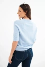 Women's sweater made of baby alpaca with short sleeves and a round neckline blue