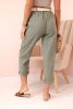 Women's linen cotton pants with a belt khaki