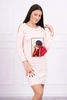 Платье с графикой и лук в горошек 3D розовый порошок