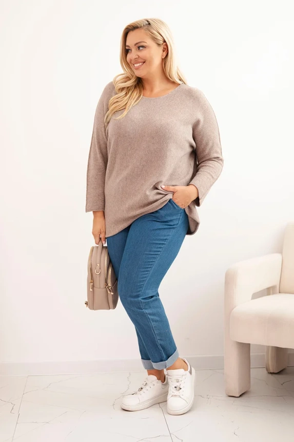 Dámský svetr plus size s lodičkovým výstřihem fango
