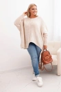 Damenpullover Plus Size aus Acryl mit lockerer Passform und 3/4-Ärmeln beige