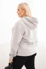 Plus Size women's looped sweatshirt with a hood and kangaroo pocket gray