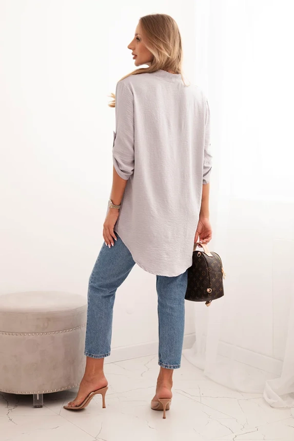 Blouse with a longer back light gray