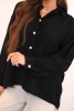Elegant women's shirt made of viscose with decorative buttons black