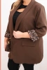 Damenjacke Plus Size mit Futter in Leopardenmuster braun