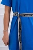 Dress with a decorative belt mauve-blue