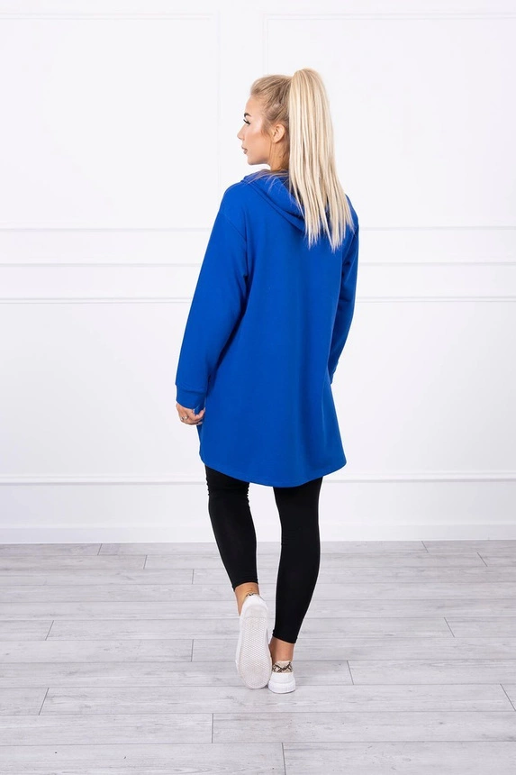 Sweatshirt with longer back and hood mauve-blue