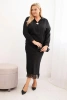 Komplet damska Plus Size z satynowym połyskiem i koronką czarny