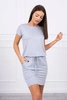 Viscose dress tied at the waist with short sleeves gray