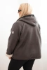 Damenjacke Plus Size mit Kapuze und Lammfell grafitowa