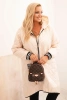 Plus Size women's quilted jacket with a hood and sporty cuffs beige