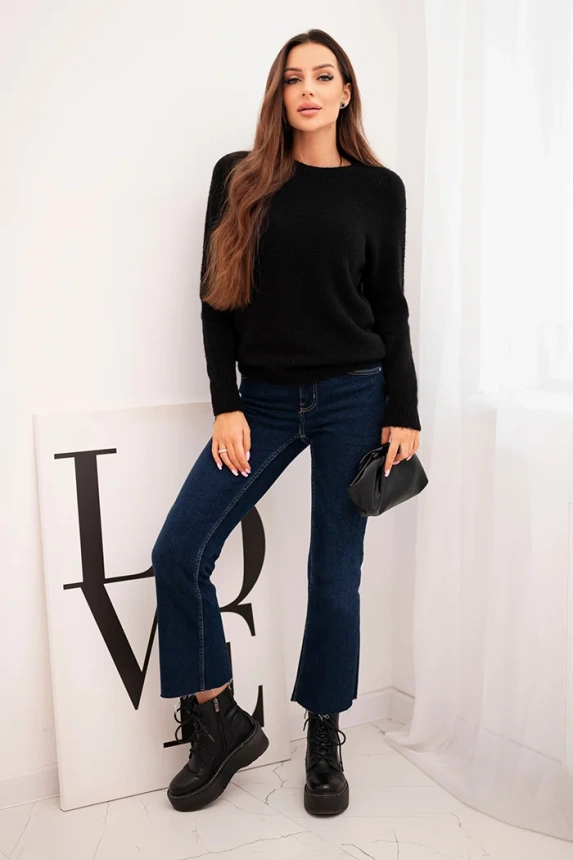 Women's sweater made of baby alpaca with long sleeves black