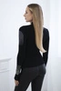 Knitted blouse with turtleneck and cubic zirconia motif black