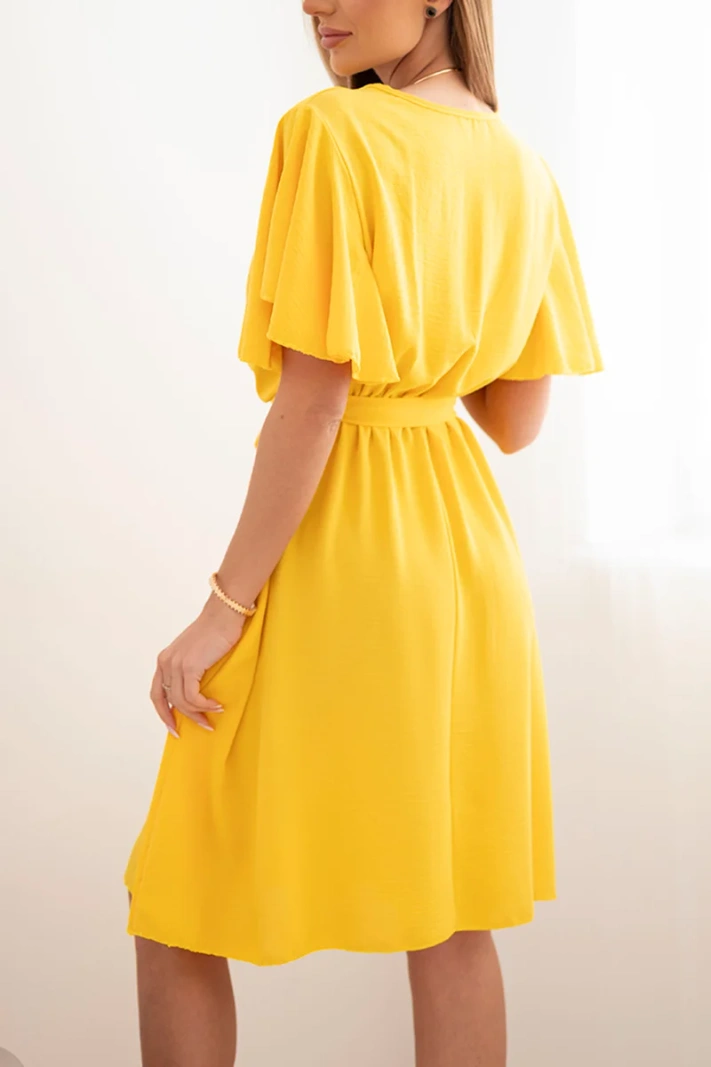 Kleid mit Wickelausschnitt gelb
