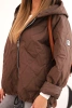 Women's quilted jacket with a hood chocolate