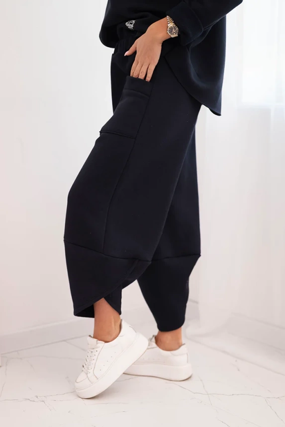 Damen-Dress-Set aus dickerem Material mit weitem Bein blau