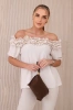 Spanish blouse with a small frill beige 