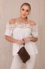 Spanische Bluse mit kleiner Rüsche beige