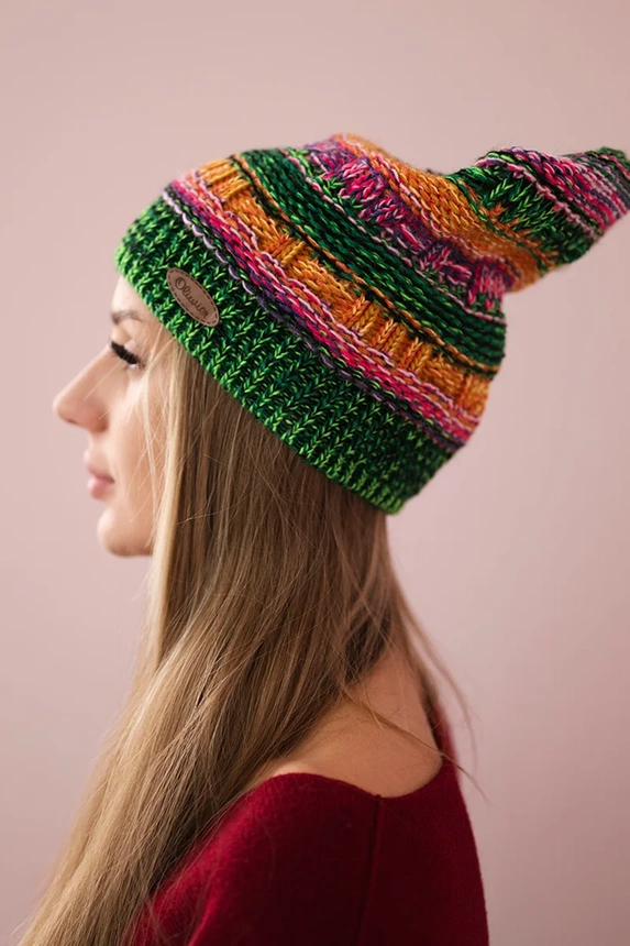 Patrycja Fleecemütze K254 lila+grün neon