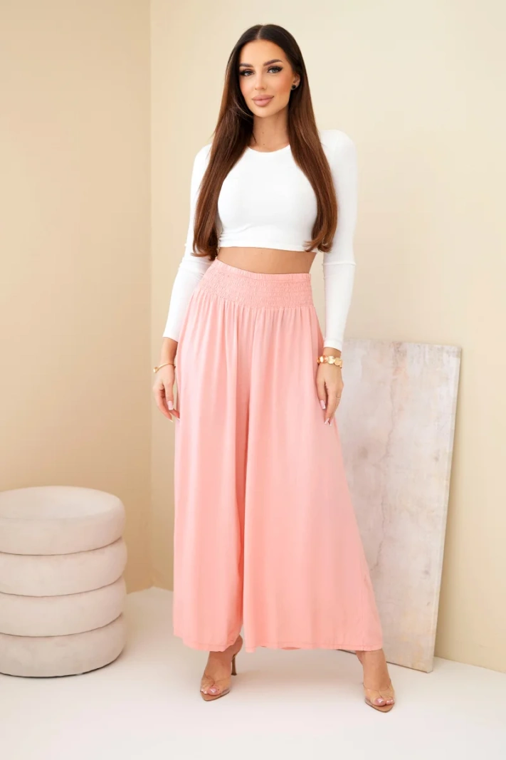 Damenhose aus Viskose mit elastischem Bund apricot