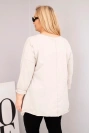Dámská bavlněná blůza Plus Size s asymetrickým spodním lemem a výřezy béžová