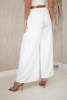Spodnie z paskiem i szeroką nogawką ecru