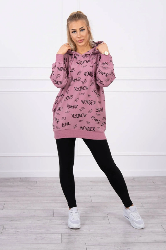 Bluza z napisami ciemno różowa