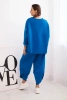 Women's tracksuit set made of thicker material with wide legs cobalt blue