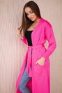 Long cardigan sweater tied at the waist pink neon