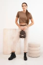 Damenhose mit Gürtel aus Cord beige