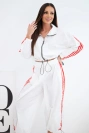Women's cotton set with oversize trousers and contrasting stripes white