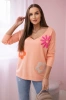 Блузка-свитер с цветочным рисунком абрикос